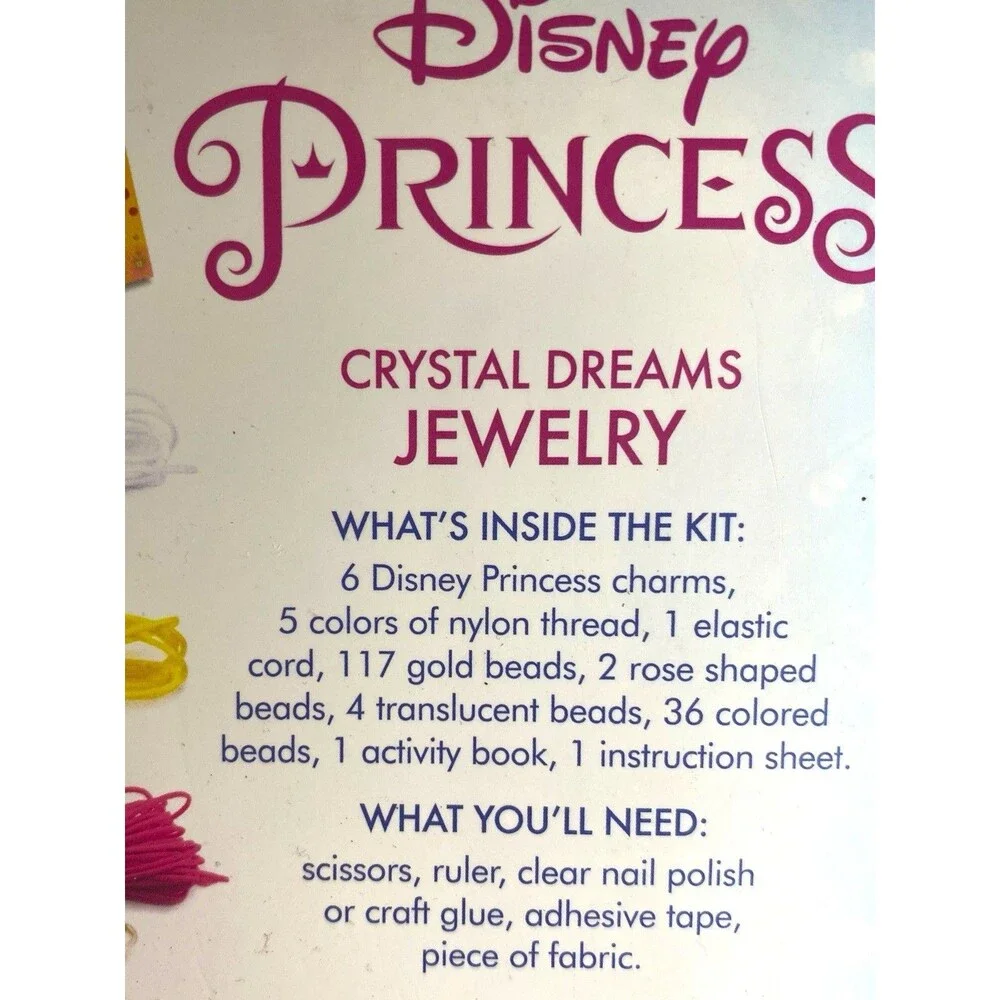 Disney Princess Crystal Dreams Jewelry Making Kit DIY Beads Charms 6 Bracelets